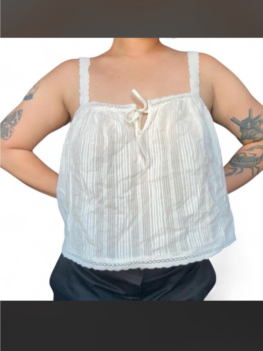 Old navy creamy off-whiteish (slightly) sheer lace trimmed cami